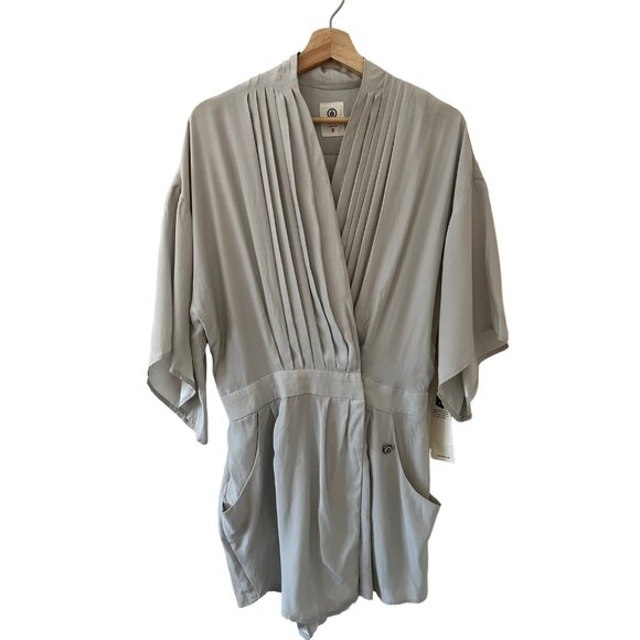 Ever Women's 100% Silk Wrap Front Romper Light Gray Size Small Rare NWT - Picture 1 of 16